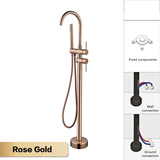 AITANA Luxury Floor-Mounted Faucet – Black Brass Bathroom Faucet, Dual Handle, Hot & Cold, 2 Functions