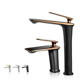 Luxury Black White Rose Gold Bathroom Faucet Premium – Single Handle Basin Mixer | Hot & Cold Water Control | Modern Brass Design