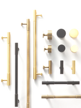 Nurlin Solid Brass Furniture Knobs – Art Deco Line Design in Gold, Silver, Bronze & Black