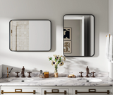 Modern Black Metal Frame Bathroom Wall Mirror – 24 x 32 Inches, Vertical or Horizontal Mount