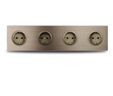 EU Wall Power Outlet Brushed Brown Aluminum – Schuko Socket with USB & RJ45 Port | 16A 250V | Flush Mount Modern Plate