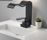 Elegant Gold Bathroom Sink Faucet with Waterfall Flow and Single Handle Control