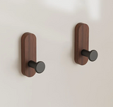NordicWood Wall Hooks – Walnut Wood, Self-Adhesive & Multifunctional (2 or 5 Pieces)