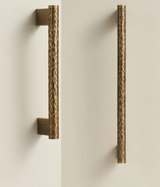 ForgeLuxe Handcrafted Solid Brass Cabinet Handle – Hammered Finish in Matte Gold & Antique Bronze (5.04 in)