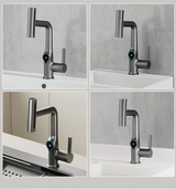 AquaGlow SmartFalls Digital Waterfall Bathroom Faucet – LED Temperature Display, Lift Spout & Adjustable Spray, Hot & Cold Mixer