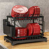 StackDry Pro 2-Tier Dish Drying Rack – Space-Saving Kitchen Drainer with Auto-Drain Spout, Heavy-Duty Steel Frame & Countertop Organizer