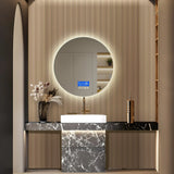 LumiTemp 24” Round Smart LED Bathroom Mirror – Anti-Fog Lighted Vanity Mirror with Temperature Display & 3-Level Dimmable Brightness