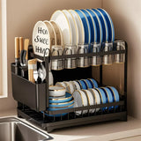 StackDry Pro 2-Tier Dish Drying Rack – Space-Saving Kitchen Drainer with Auto-Drain Spout, Heavy-Duty Steel Frame & Countertop Organizer