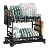 StackDry Pro 2-Tier Dish Drying Rack – Space-Saving Kitchen Drainer with Auto-Drain Spout, Heavy-Duty Steel Frame & Countertop Organizer