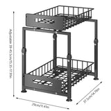 2 Tier Pull Out Cabinet Organizer Premium – Adjustable Under Sink Storage Rack | Sliding Drawer Basket | Spice Jar Storage Solution