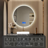 LumiTemp 24” Round Smart LED Bathroom Mirror – Anti-Fog Lighted Vanity Mirror with Temperature Display & 3-Level Dimmable Brightness