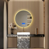 LumiTemp 24” Round Smart LED Bathroom Mirror – Anti-Fog Lighted Vanity Mirror with Temperature Display & 3-Level Dimmable Brightness