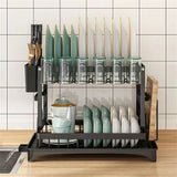 StackDry Pro 2-Tier Dish Drying Rack – Space-Saving Kitchen Drainer with Auto-Drain Spout, Heavy-Duty Steel Frame & Countertop Organizer