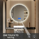 LumiTemp 24” Round Smart LED Bathroom Mirror – Anti-Fog Lighted Vanity Mirror with Temperature Display & 3-Level Dimmable Brightness