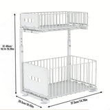 2 Tier Pull Out Cabinet Organizer Premium – Adjustable Under Sink Storage Rack | Sliding Drawer Basket | Spice Jar Storage Solution