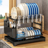 StackDry Pro 2-Tier Dish Drying Rack – Space-Saving Kitchen Drainer with Auto-Drain Spout, Heavy-Duty Steel Frame & Countertop Organizer