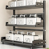 3-Tier Black Stainless Steel Spice Rack Organizer – Large Capacity Kitchen Counter Shelf | Space Saving Storage Solution