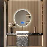 LumiTemp 24” Round Smart LED Bathroom Mirror – Anti-Fog Lighted Vanity Mirror with Temperature Display & 3-Level Dimmable Brightness