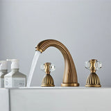 AurLux HeritageFlow Gold Widespread Bathroom Faucet – 8-Inch Double Handle Solid Brass Sink Tap (Deck Mount)