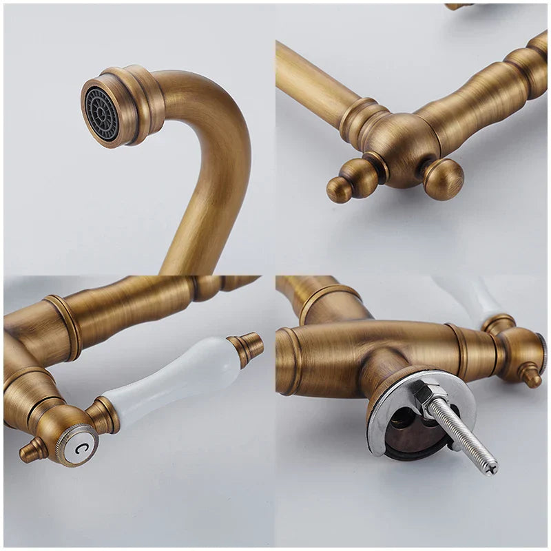Elkstone Bronze Kitchen Faucet – Dual Handle faucet with Hot & Cold Water Control