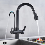 Black Kitchen Faucet with Filtered Water System, Pull-Out Sprayer and 360° Rotation