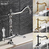 Elkstone Bronze Kitchen Faucet – Dual Handle Mixer with Hot & Cold Water Control