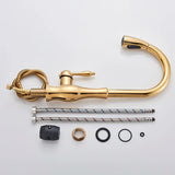 AurumFlex Luxe Pull-Down Gold Kitchen Faucet – Solid Brass Single-Handle Sink Mixer with 360° Swivel & Retractable Spray