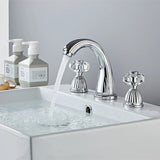 AurLux HeritageFlow Gold Widespread Bathroom Faucet – 8-Inch Double Handle Solid Brass Sink Tap (Deck Mount)