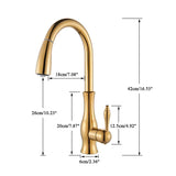 AurumFlex Luxe Pull-Down Gold Kitchen Faucet – Solid Brass Single-Handle Sink Mixer with 360° Swivel & Retractable Spray
