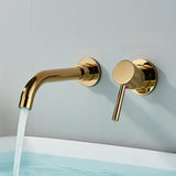 Quyanre Wall Mounted Basin Faucet Brushed Gold – Concealed Mixer Tap | 360° Rotating Spout | Single Handle Bathroom Fixture