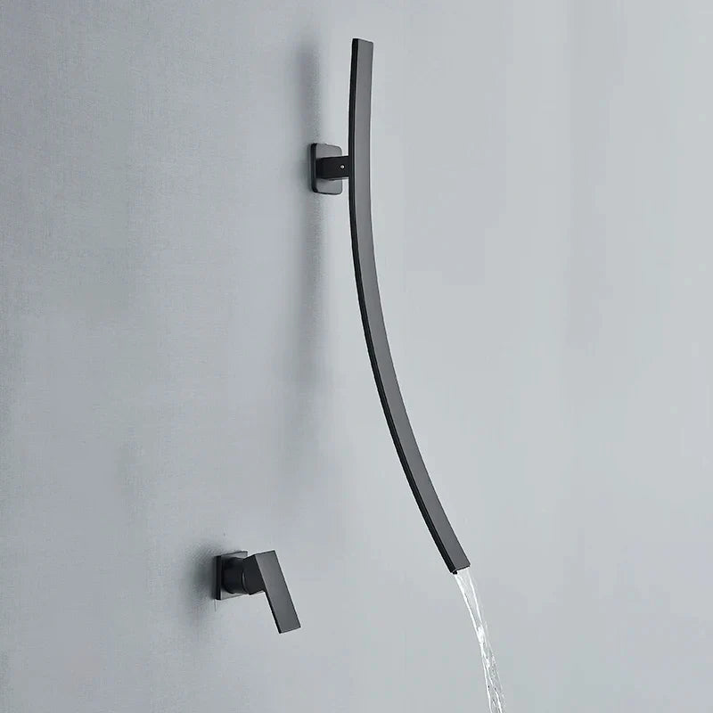 Wandgemonteerde Wastafelkraan – Donkere Afwerking | 2-Gats | Warm & Koud Water | Metaal