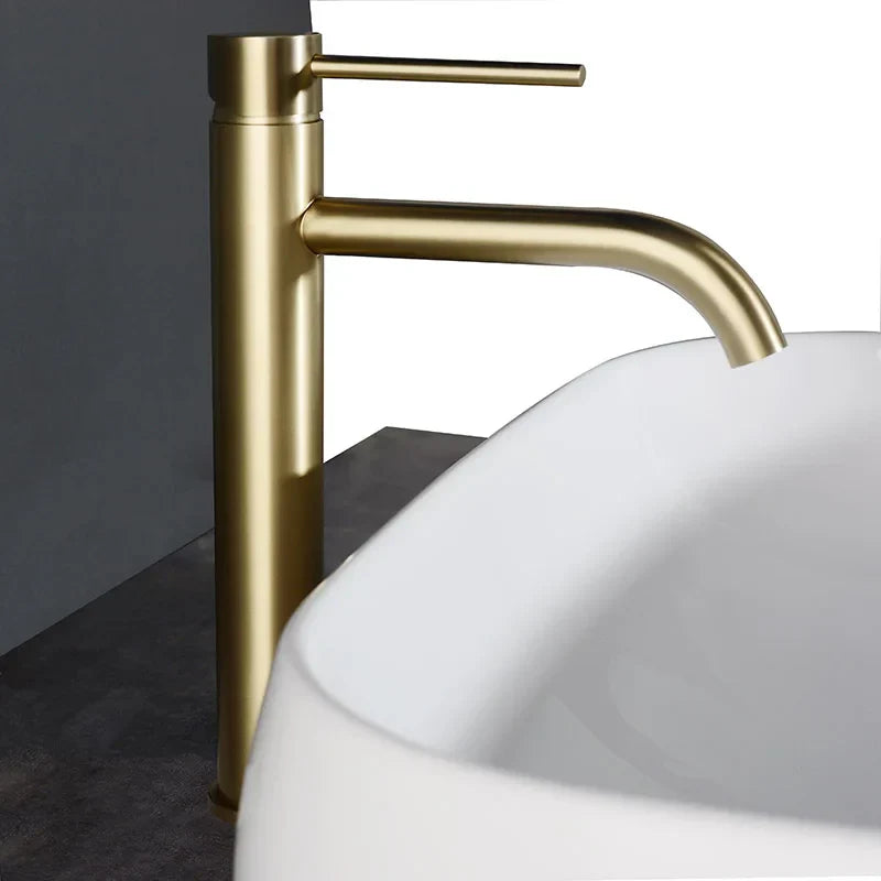 RoseElevate LuxeTall – Brushed Rose Gold High Arc Bathroom Faucet | Modern Single-Handle Vessel Sink faucet