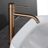 AUREVO Rose Gold Bathroom Faucet – Tall Single-Handle Basin Mixer with Hot & Cold Water