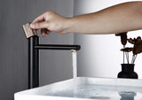 Modern Knurled Handle Bathroom Sink Faucet in Matte Black and Rose Gold Finish