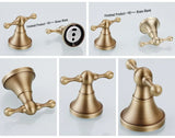 BronzeHaven Vintage Wall-Mounted Bathroom Hardware Set – 3-Piece Antique Brass Collection (Toilet Paper Holder, Towel Ring & Robe Hook)