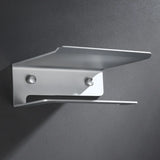 LuxuRoll Aluminium Toilet Paper Holder with Shelf – Multifunctional Bathroom Organizer for Phone & Accessories