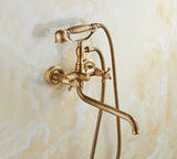 ZGRK Luxe Retro Shower Faucet Set – Wall-Mounted Brass Mixer with Handheld Shower & Extended Spout | Classic Design