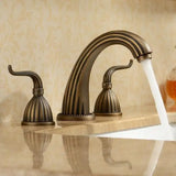 BrassCrest VintageWall Antique Brass Wall Mount Bathroom Faucet – 8" Widespread Single Handle Solid Brass Mixer Tap