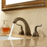 BrassCrest VintageWall Antique Brass Wall Mount Bathroom Faucet – 8" Widespread Single Handle Solid Brass Mixer Tap
