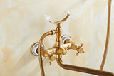ZGRK Luxe Retro Shower Faucet Set – Wall-Mounted Brass Mixer with Handheld Shower & Extended Spout | Classic Design