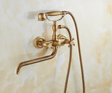 ZGRK Luxe Retro Shower Faucet Set – Wall-Mounted Brass Mixer with Handheld Shower & Extended Spout | Classic Design