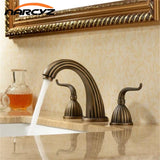 BrassCrest VintageWall Antique Brass Wall Mount Bathroom Faucet – 8" Widespread Single Handle Solid Brass Mixer Tap