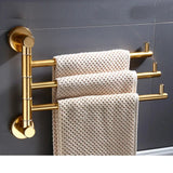 AureliFold Luxury Foldable Towel Bar – Gold/Brass Aluminum Wall-Mounted Rack (14–16 Inches)