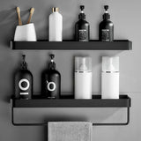 AlumaNest Matte Black Aluminum Corner Shower Shelf – Drill-Free 3-Tier Bathroom & Kitchen Wall Organizer