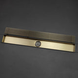 LuxoDrain Tile-In Linear Shower Drain – 600mm Brushed Gold & Grey SUS304 Stainless Steel