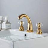 AurLux HeritageFlow Gold Widespread Bathroom Faucet – 8-Inch Double Handle Solid Brass Sink Tap (Deck Mount)