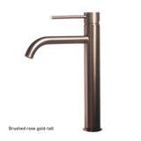 RoseElevate LuxeTall – Brushed Rose Gold High Arc Bathroom Faucet | Modern Single-Handle Vessel Sink Mixer