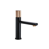 Modern Knurled Handle Bathroom Sink Faucet in Matte Black and Rose Gold Finish
