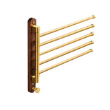 LuxFold Wall-Mounted Towel Holder – Wood & Brushed Gold (<50 cm, Foldable & Portable)