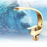 Curved Brass Bathroom Sink Faucet with Single Handle Hot and Cold Mixer